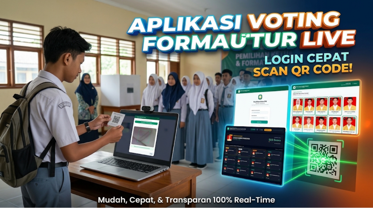 Demokrasi Digital Makin Cepat! Aplikasi Voting Berbasis Formatur dengan Login Scan QR Code Live Kamera Laptop